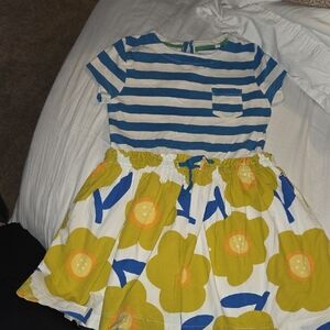 Mini Boden Blue Striped and Yellow Floral Dress